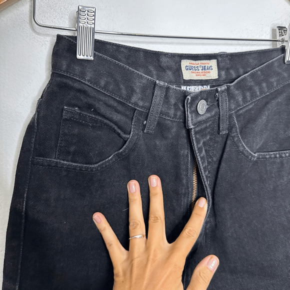 Vintage 80's Guess Faded Black Jeans Tapered Leg Guess Mom cotton womens 27 - Picture 3 of 7